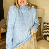 Feelin' Blue Mock Neck Knit Sweater