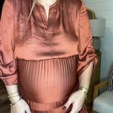 Rustic Amber Pleated Maxi Dress