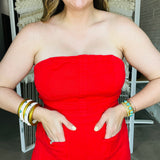 Denim Daze Romper - True Red