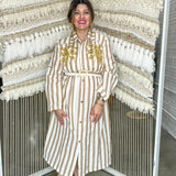 Shady Palms Stripe Beaded Midi Dress