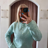 Quarter Button Pullover Cardigan - Seafoam
