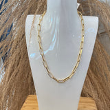 Paperclip Chain Necklace - Gold 16"