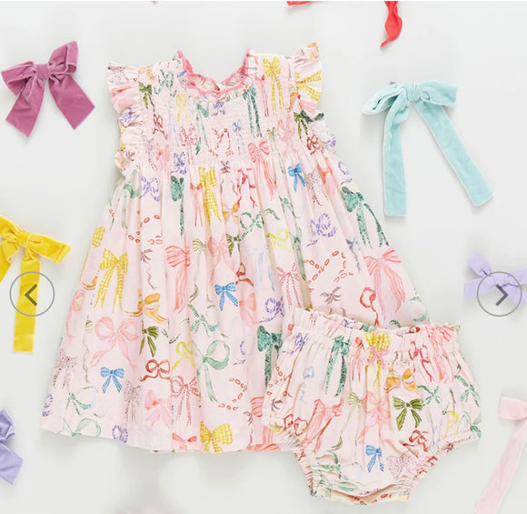 Baby Girls Stevie Dress Set- Watercolor Bows