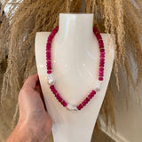 Pearl Pink Gemstone Necklace