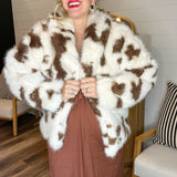 Holy Cow Print Fur Jacket
