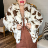 Holy Cow Print Fur Jacket