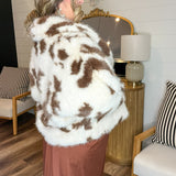Holy Cow Print Fur Jacket