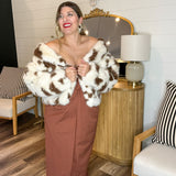Holy Cow Print Fur Jacket