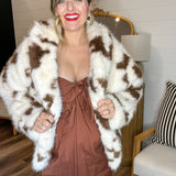 Holy Cow Print Fur Jacket