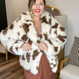 Holy Cow Print Fur Jacket