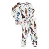 Kids Bamboo Pajama Set - Multi Horses