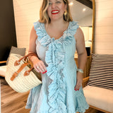Seaside Stripes Ruffle Mini Dress