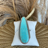 Elongated Teardrop Light Turquoise Adjustable Ring