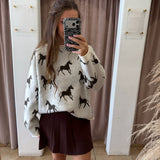 Roaming Horses Shadows Sweater - Cream
