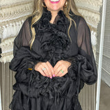 Juliet Long Sleeve Ruffle Blouse - Black