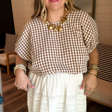 Chocolate Plaid Bubble Top