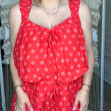 Spelling Red Floral Boho Tie Tank