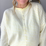 The Piper Cardigan - Mini Stripe Yellow