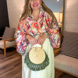 Pink Floral Chains Oversized Blouse Top