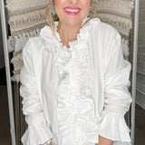 Romance Ruffle White Blouse Top