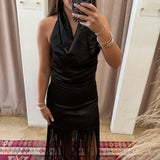 Tuxedo Fringe Black Dress