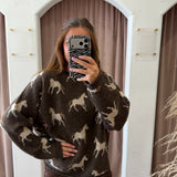 Roaming Horses Shadows Sweater - Chocolate