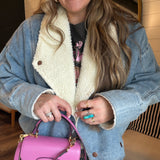 Ranch Weather Sherpa Lined Cropped Denim Jacket