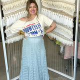 Ever After Lace Maxi Skirt - Dusty Blue