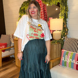 Pleated Hour 3-Tiered Maxi Skirt - Hunter Green
