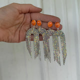 PRE ORDER Santa Fe Sparkle Earrings - Orange + Silver