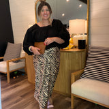 Zebra Striped Maxi Skirt