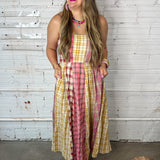 Charleston Plaid Maxi Dress - Pink