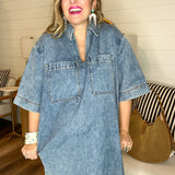 Denim Darling V-Neck Tunic Dress