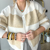 The Rory Cardigan - Bold Cream Stripe