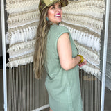 Relaxed T-Shirt Mini Dress - Sage Green