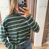 Boyfriend Stripe Long Sleeve Tee - Green