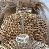 Diamond Heart + Cross Charm Earrings