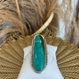 Long Oval Dark Turquoise Adjustable Ring