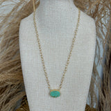 Gold + Turquoise Necklace - Oval