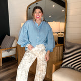 Bubbly Blouse - Pinstripe Blue