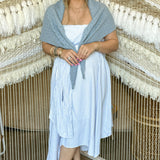 Pointelle Knitdown Scarf - Dusty Blue