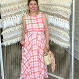 Rosey Pink Plaid Midi Skirt