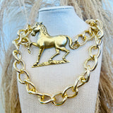 Large Horse Gold Chain Belt