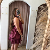 Merlot Plaid Halter Mini Dress
