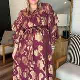 Magnolia Metallic Floral Midi Dress