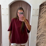 Oversized One Size Plain Tee - Burgundy