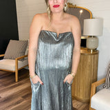 {Mumu} Athena Maxi Dress - Pleated Silver