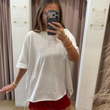 Fringe Tie Oversized Tee - White
