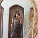 Made To Mesh Sequin Midi Dress - Brown