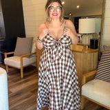 Chocolate Mousse Plaid Maxi Dress